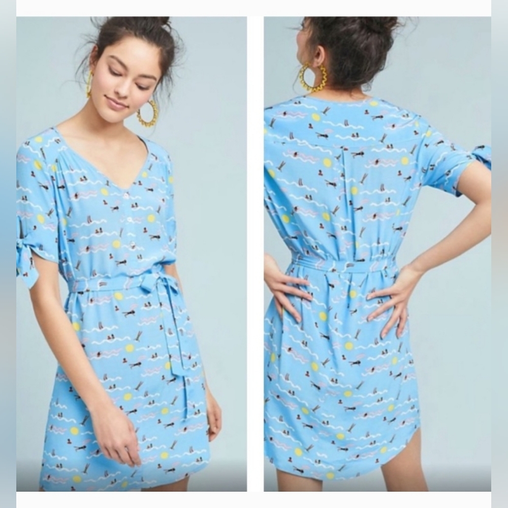 New Anthropologie Larke Southwoods Swimmers Dress